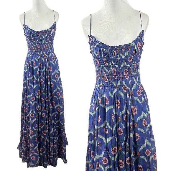 Free People FP One Ciella Maxi Dress Blue Small NWT Bohemian Fairy Floral Spring - Picture 9 of 17